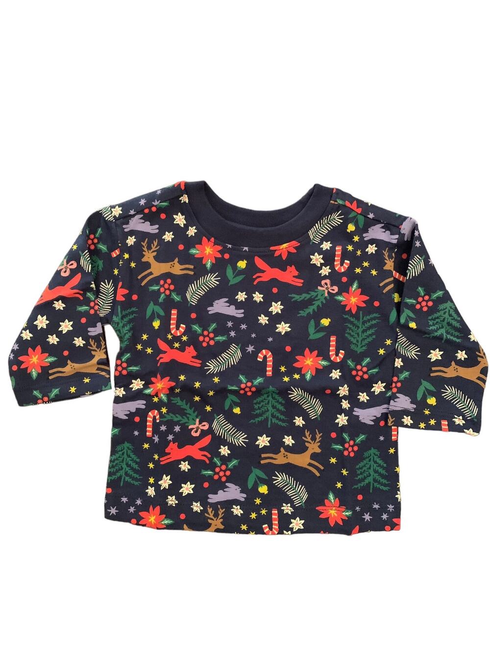 NWT! Hanna Andersson Blue Holiday-Themed Long Sleeve Tee. 3-6 Months